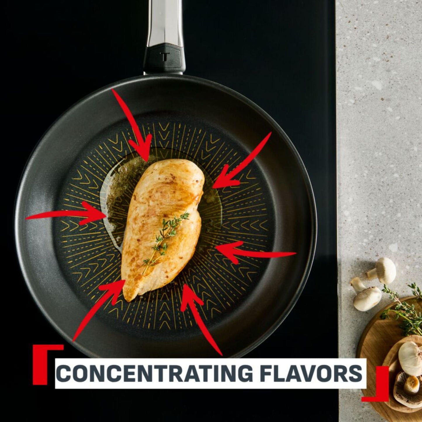 Tefal Emotion+ Flavors Induction Stainless Steel Oil Concentrating Non-Stick Frypan 28cm