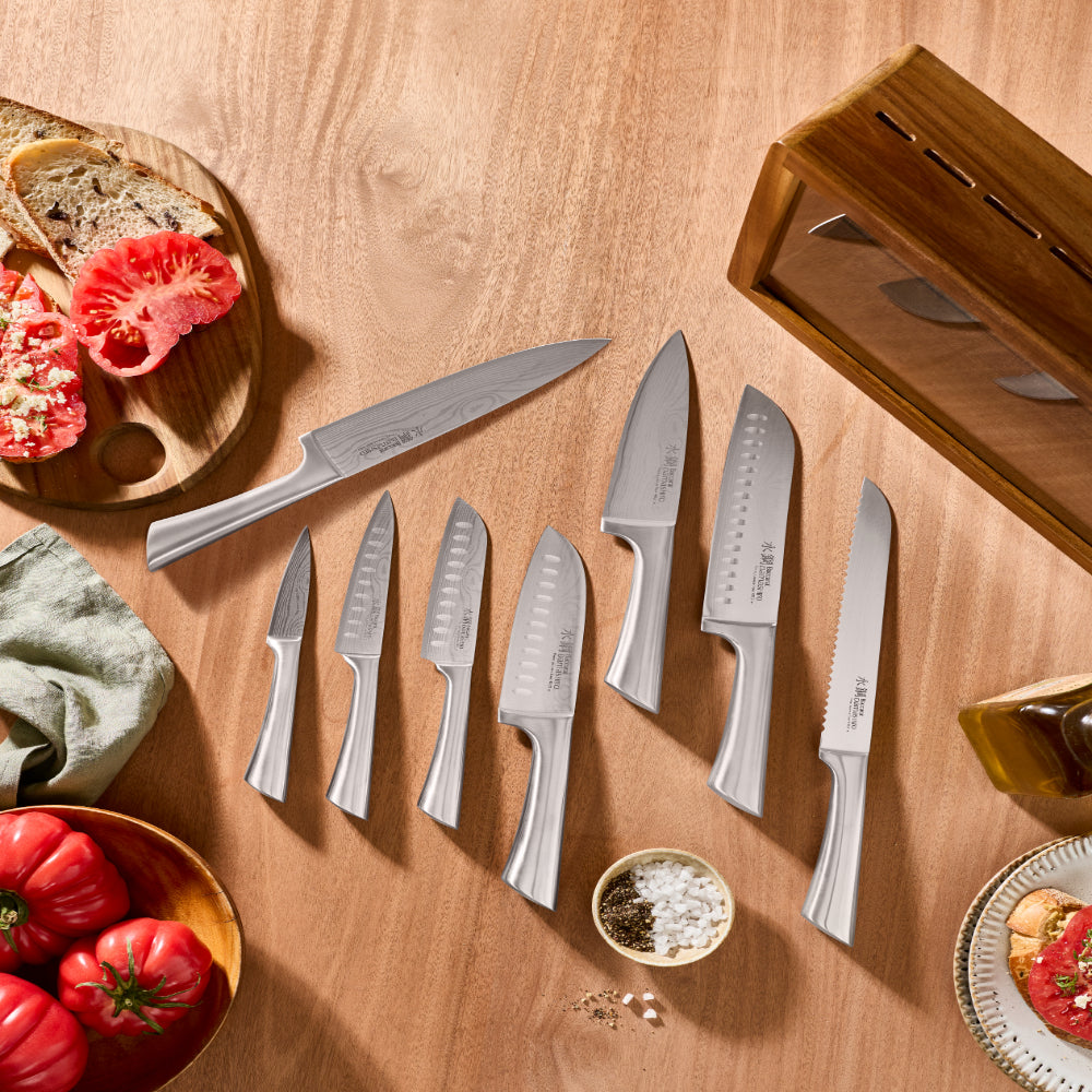 Baccarat Damashiro Katana 9 Piece Knife Block