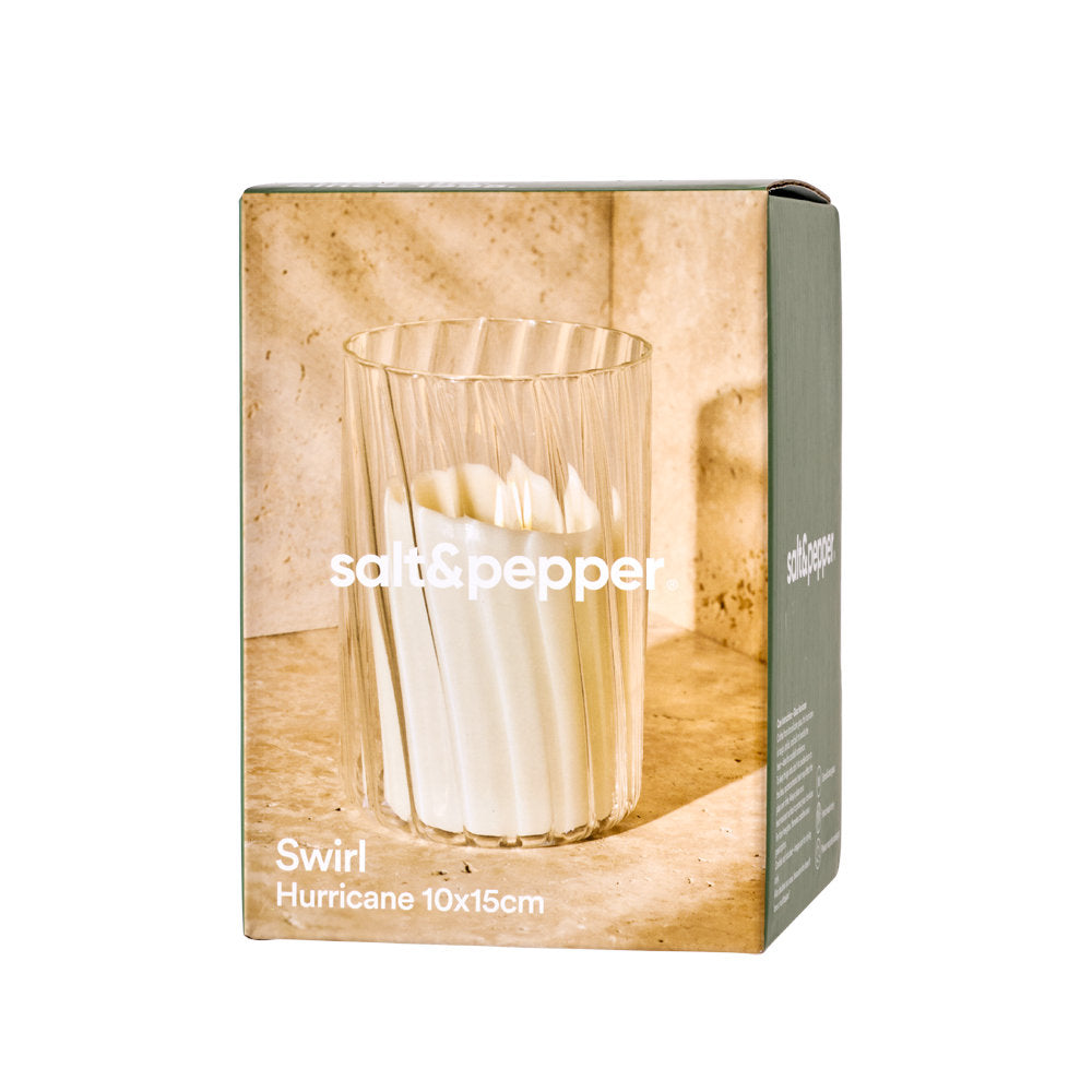 Salt & Pepper Swirl Hurricane Vase 10 x 15cm
