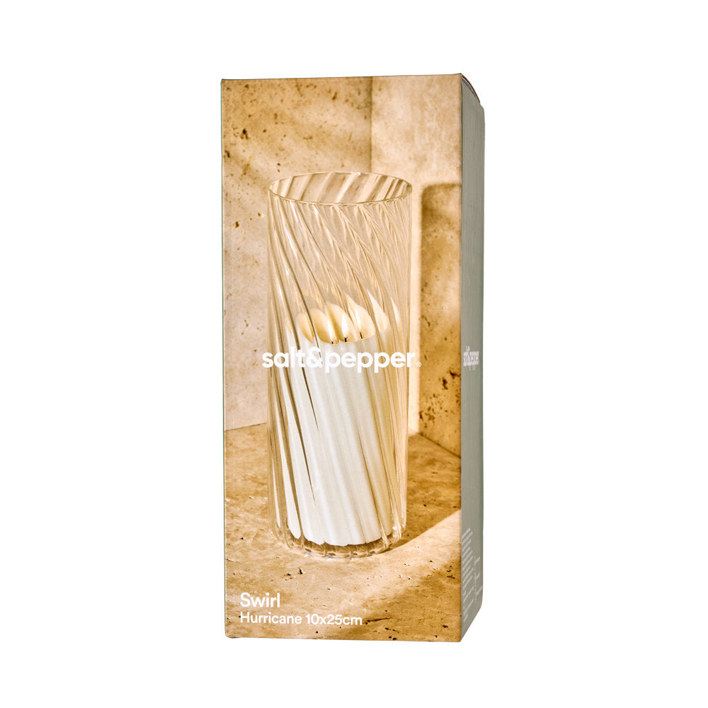 Salt & Pepper Swirl Hurricane Vase 10 x 25cm