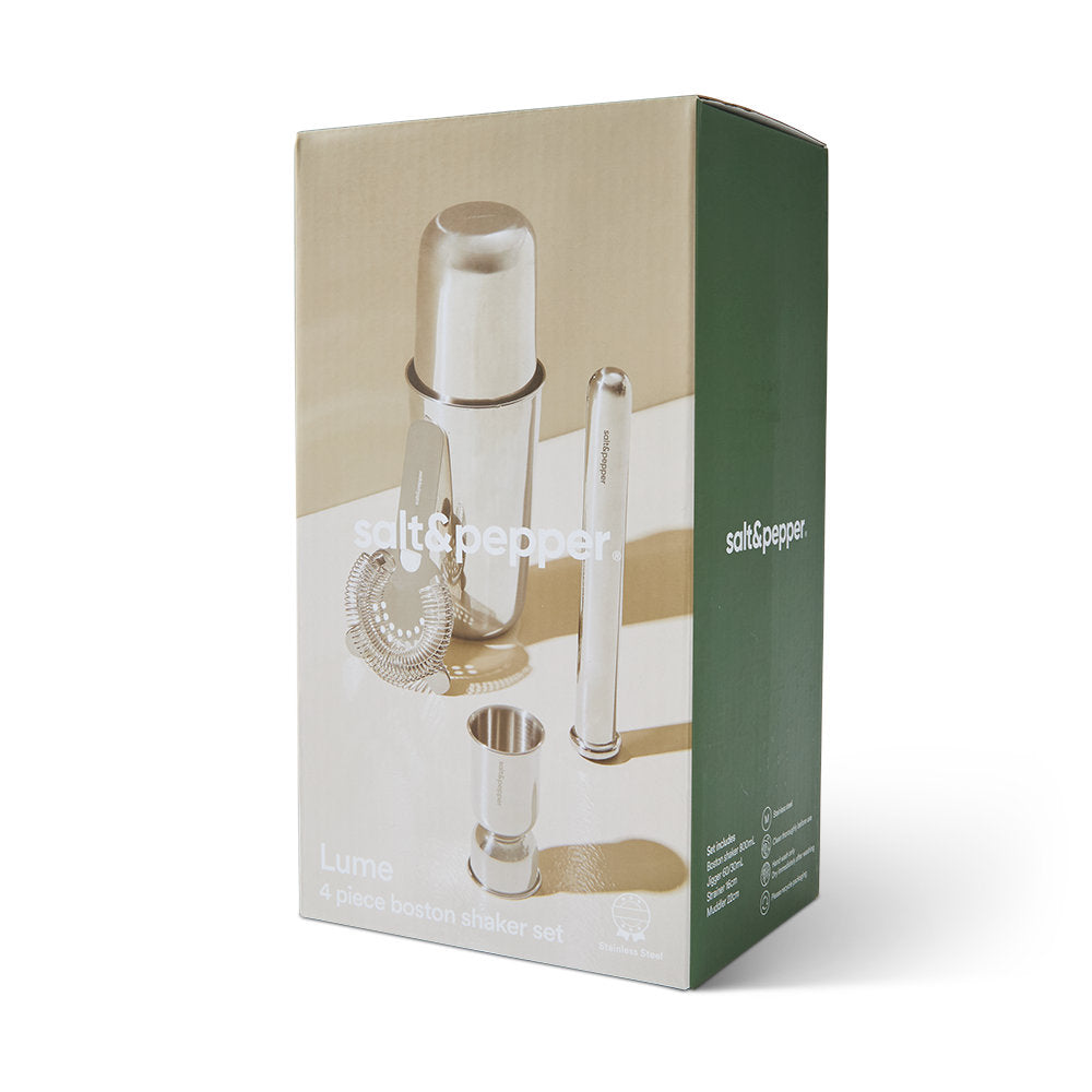 Salt & Pepper Lume Boston Cocktail Shaker 4pc Set