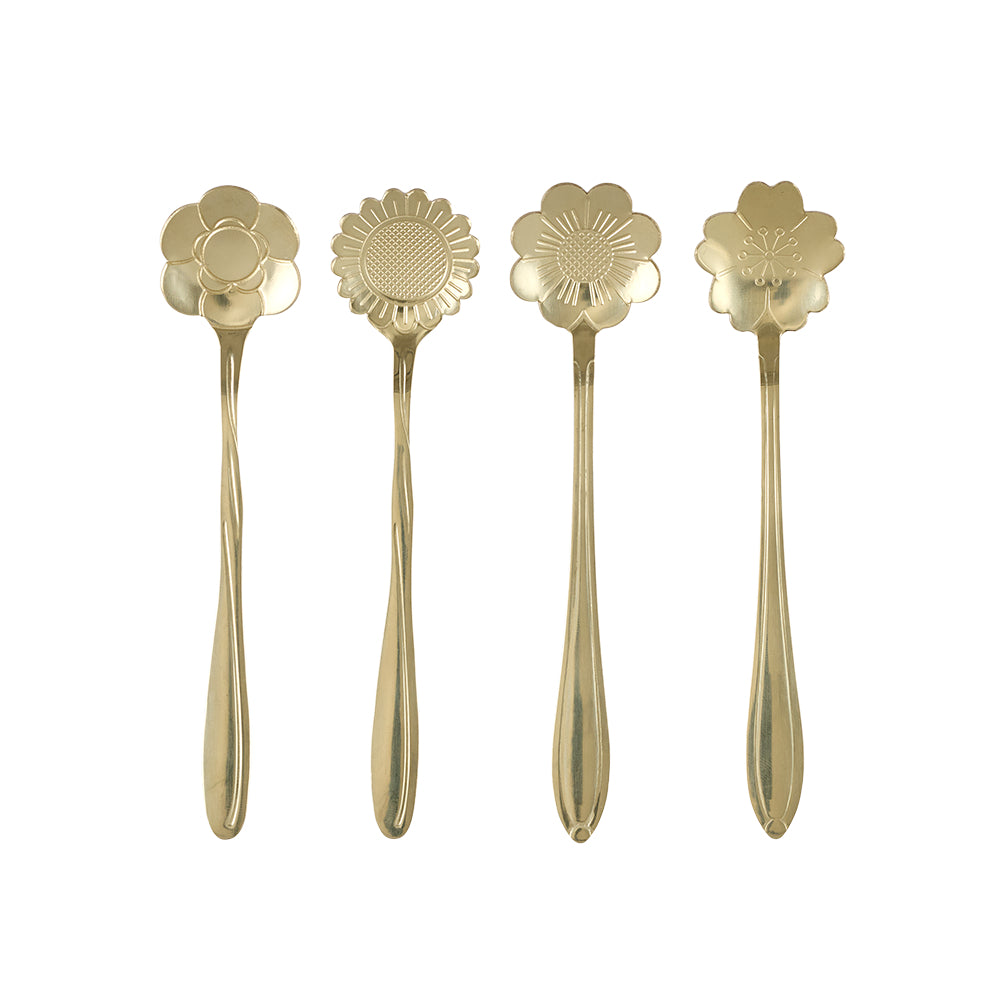 Alex Liddy Country Bloom Petal Spoon 4 Piece Set Gold