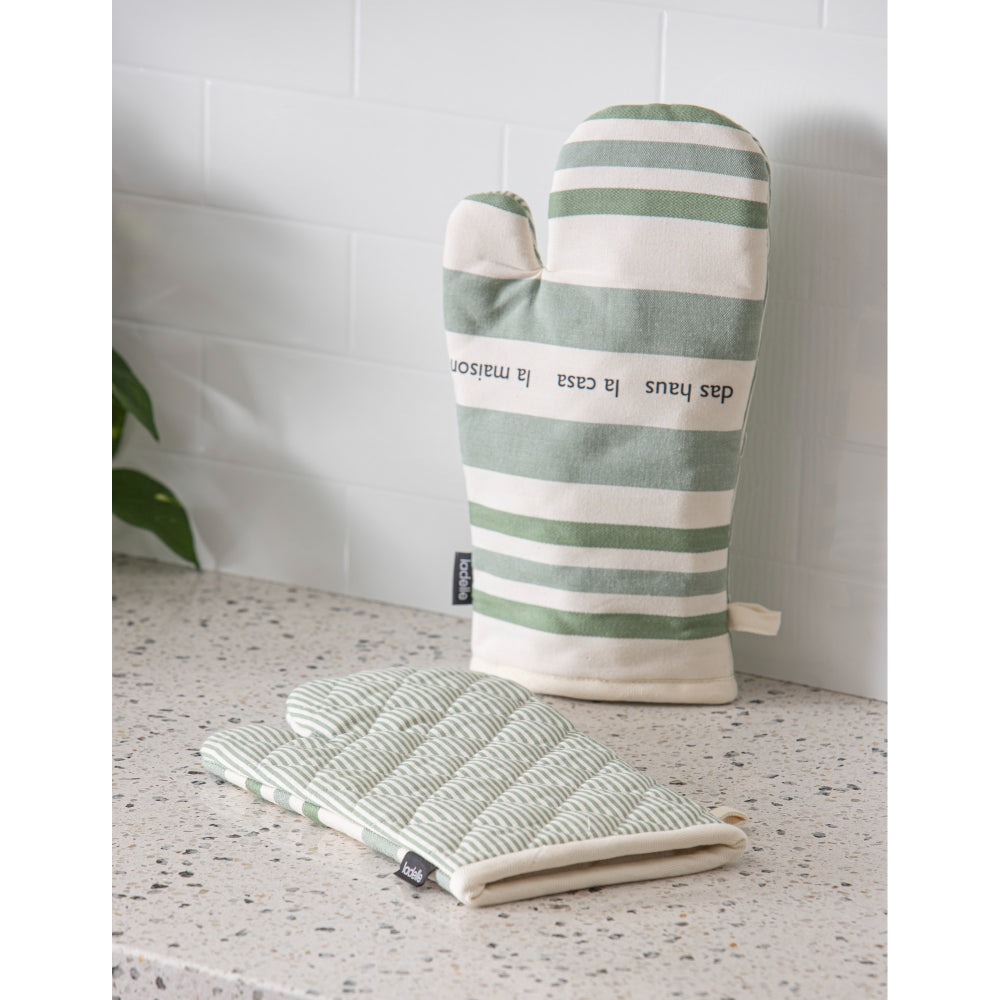 Ladelle La Casa Leaf Set Of 2 Oven Mitts