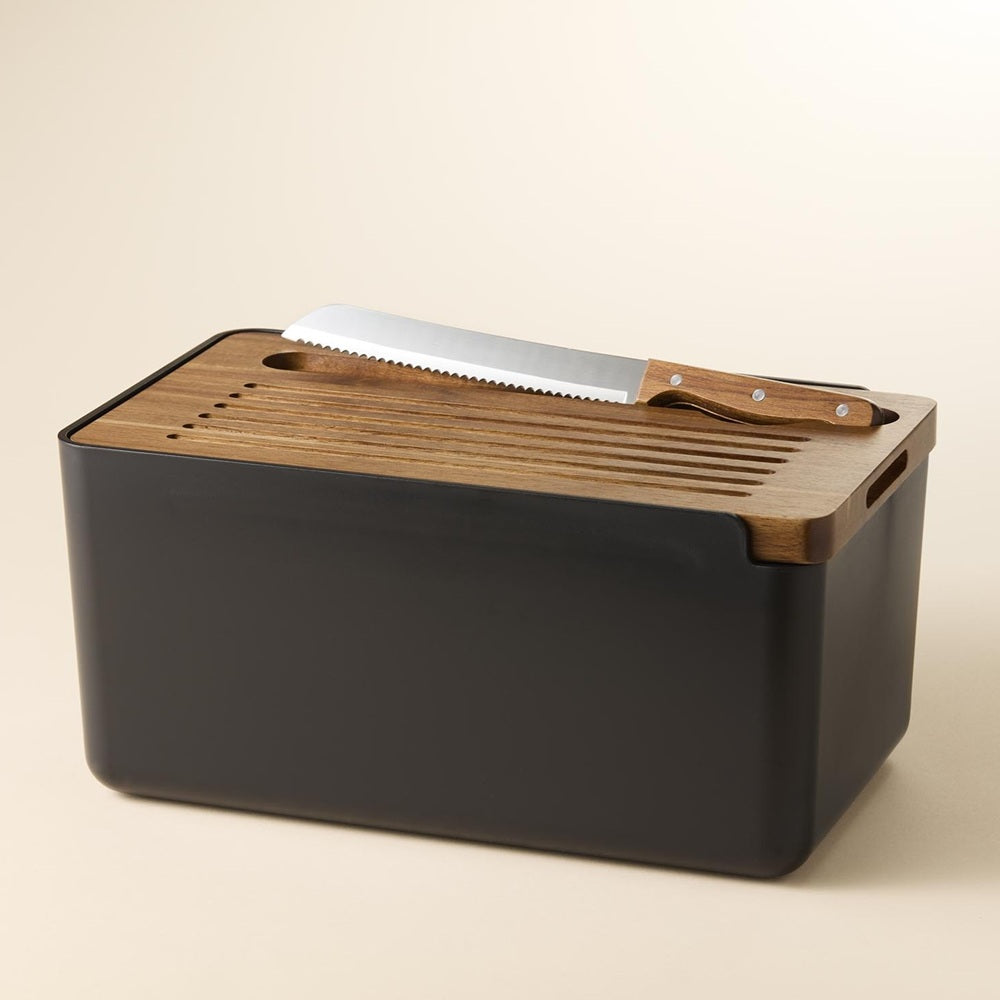 Salt & Pepper Hudson Bread Bin with Cutting Board Lid
