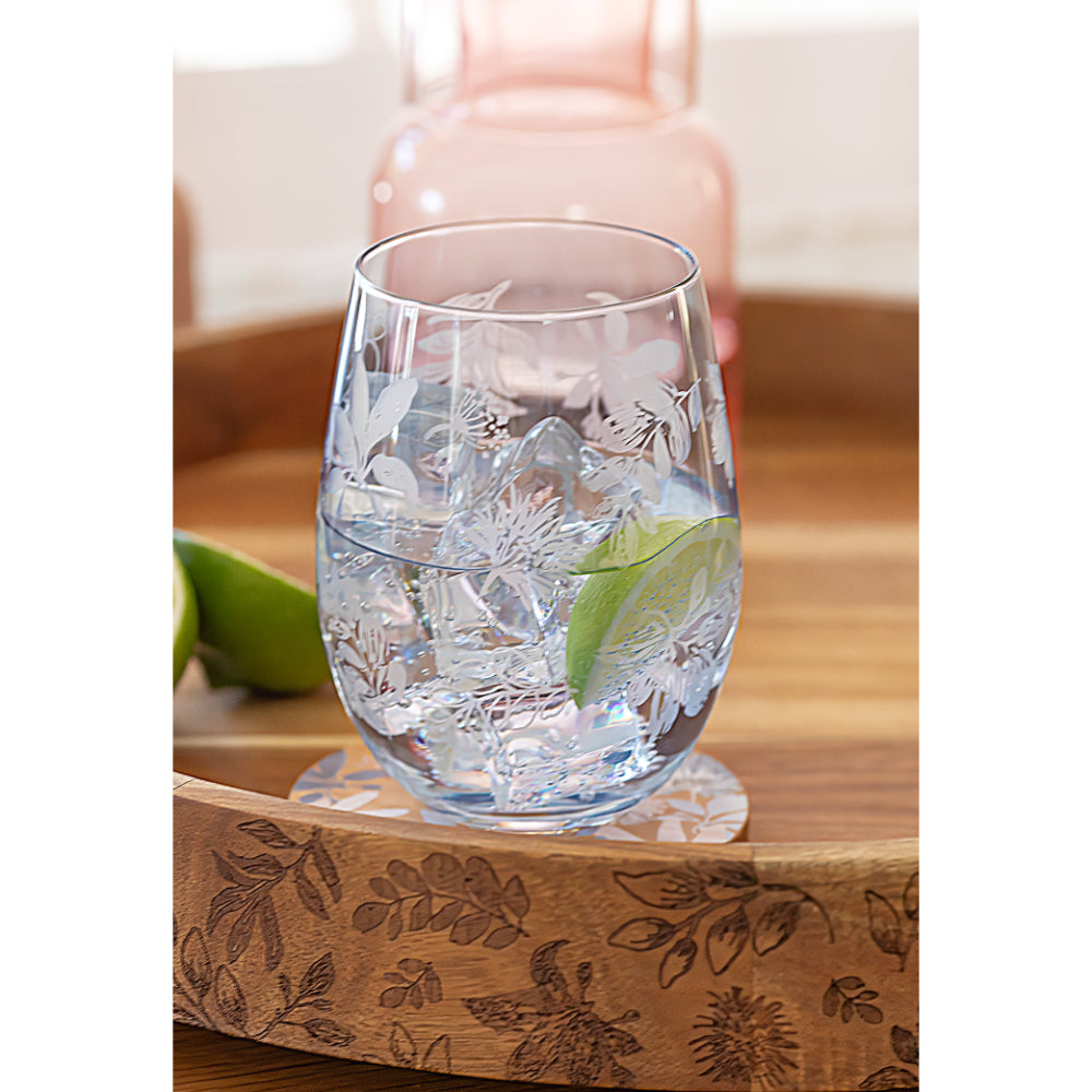 Ladelle Mossman Blue Etched Set Of 4 Tumblers