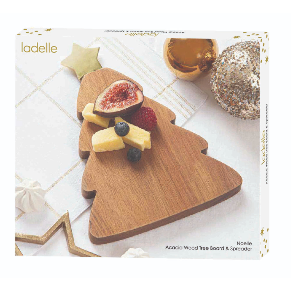 Ladelle Noelle Acacia Wood Tree Board & Spreader