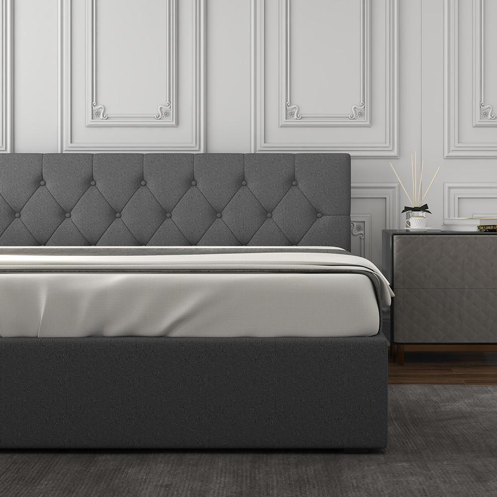 Milano Decor Capri Luxury Gas Lift Bed With Headboard Grey