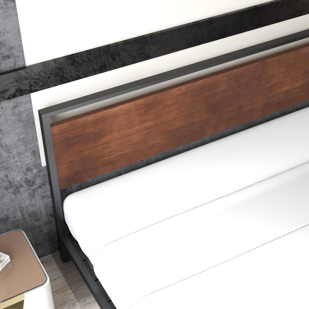 Milano Decor Azure Metal Bed Frame With Wooden Headboard Single