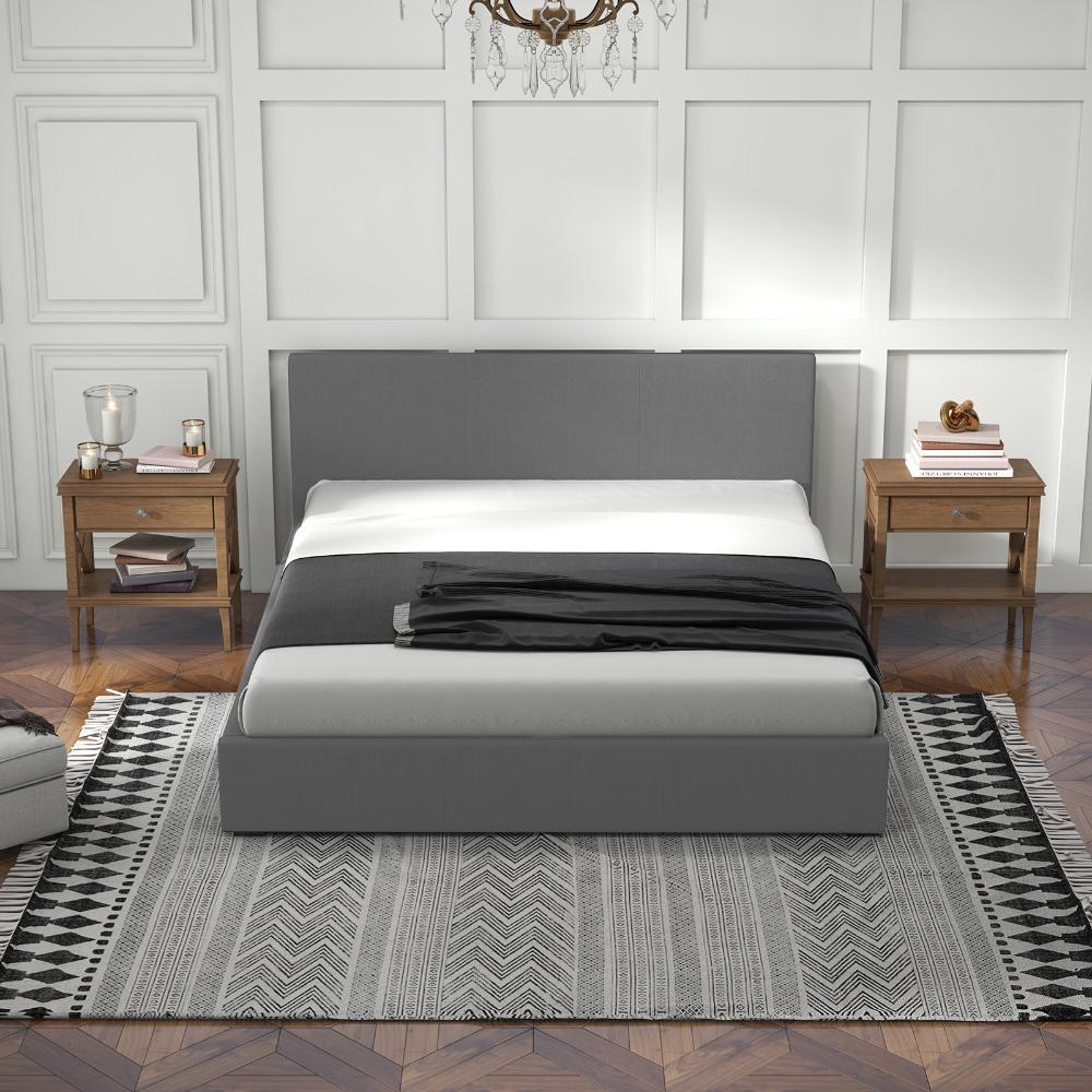 Milano Decor Luxury Gas Lift Bed With Headboard Grey