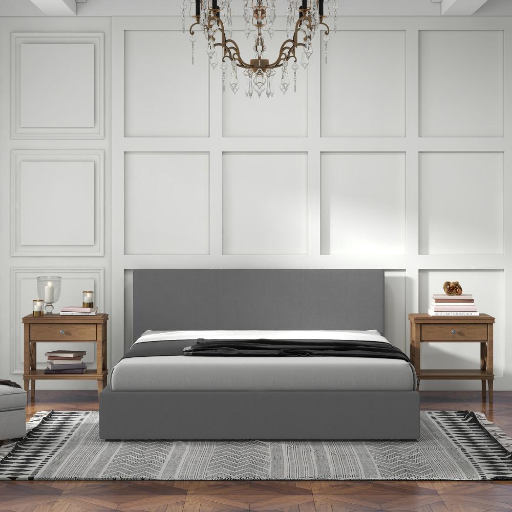 Milano Decor Luxury Gas Lift Bed With Headboard Grey