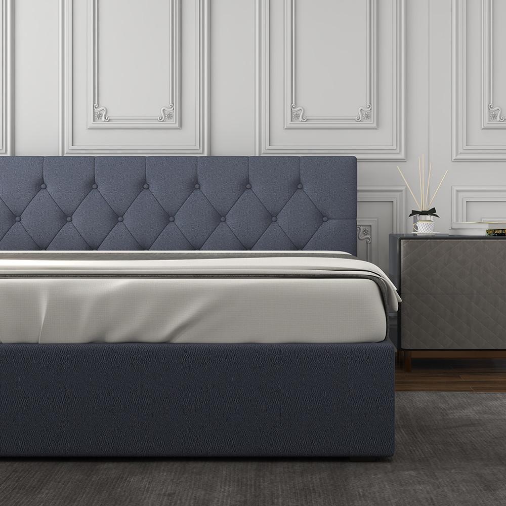 Milano Decor Capri Luxury Gas Lift Bed With Headboard Charcoal