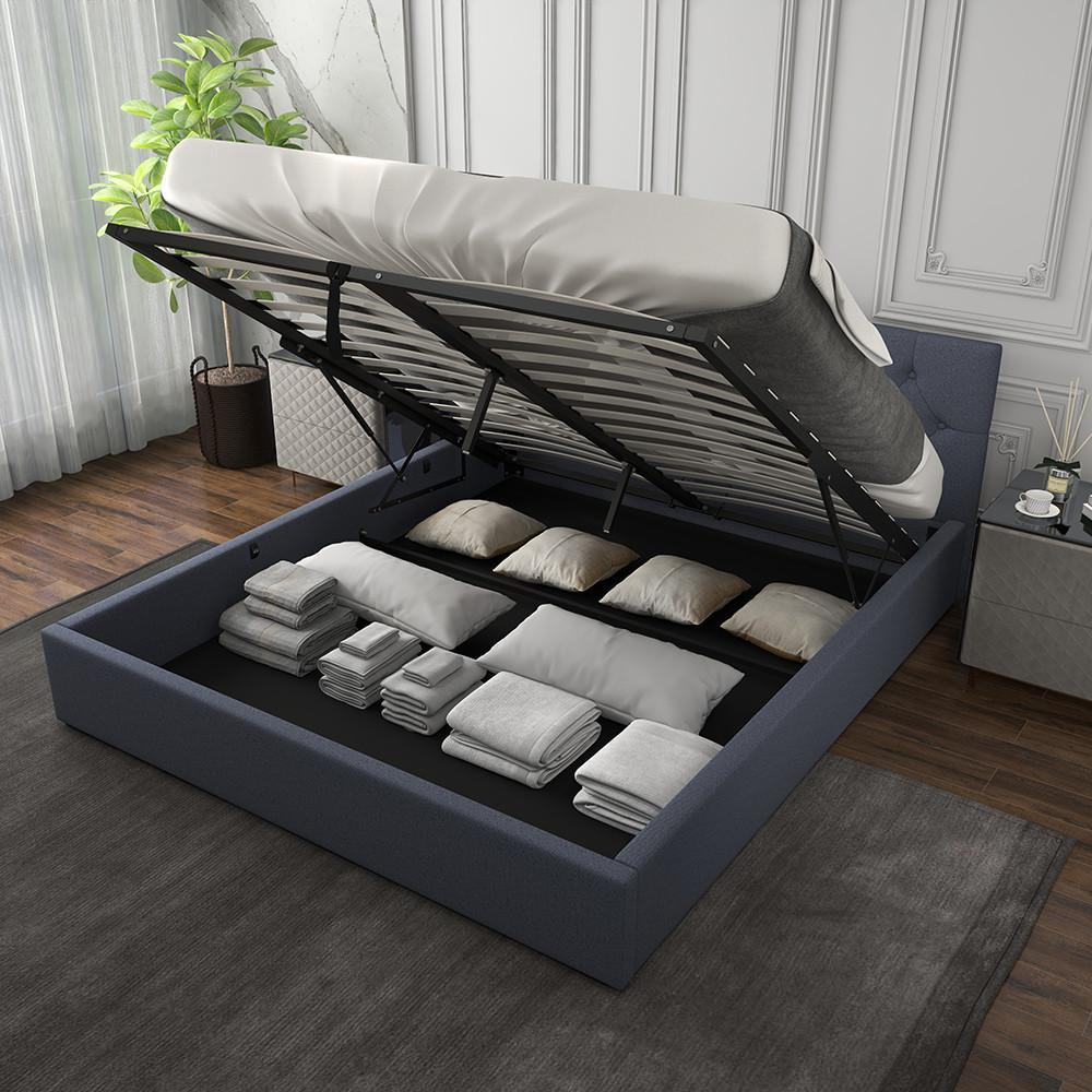 Milano Decor Capri Luxury Gas Lift Bed With Headboard Charcoal