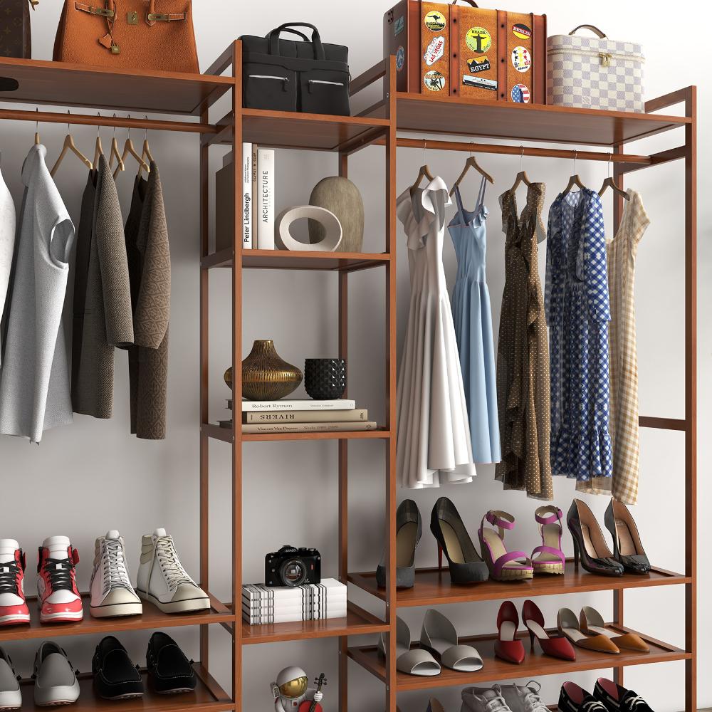 Milano Decor Multifunctional Bamboo Clothes Rack Brown