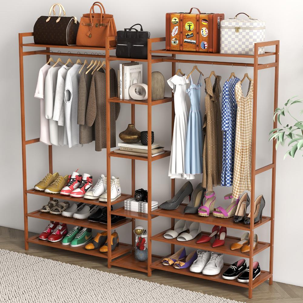 Milano Decor Multifunctional Bamboo Clothes Rack Brown