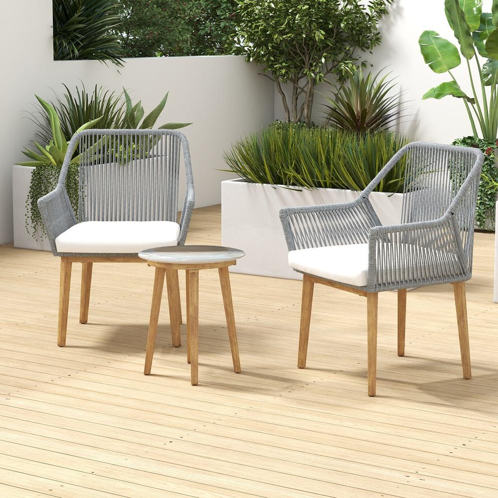 Arcadia Furniture 3 Piece Bistro Set Weather Resistant Outdoor Dark Grey