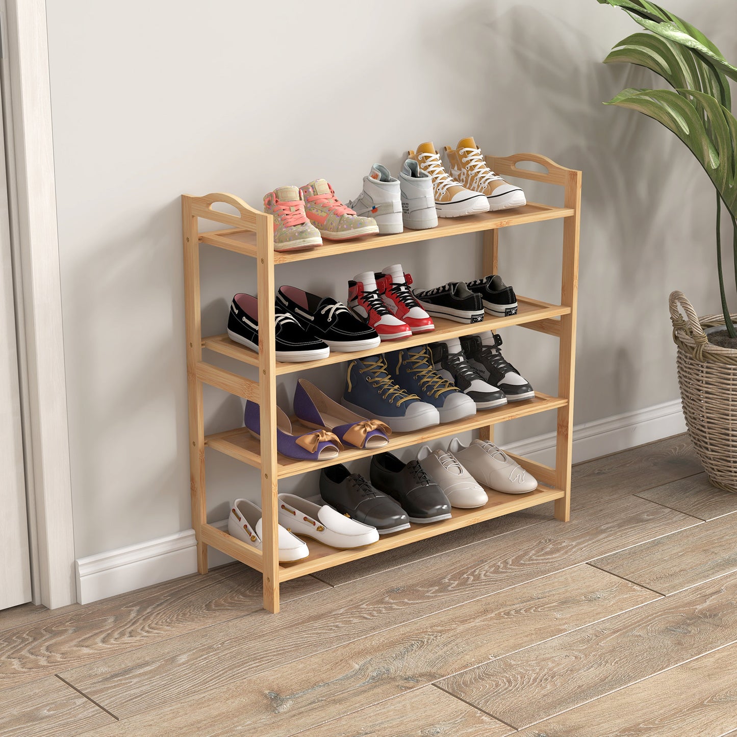 Casa Decor 4 Tier Bamboo Shoe Rack Oak