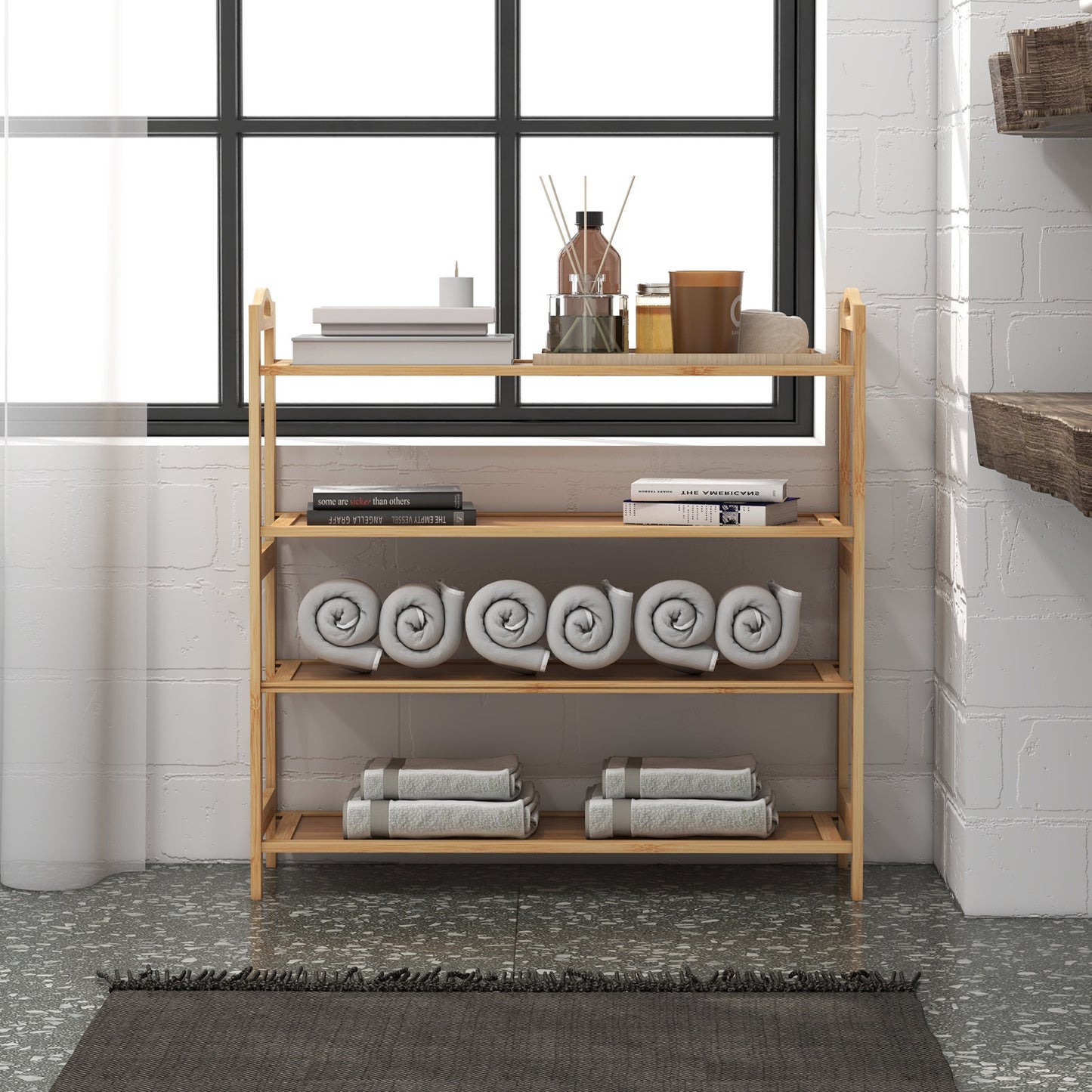 Casa Decor 4 Tier Bamboo Shoe Rack Oak