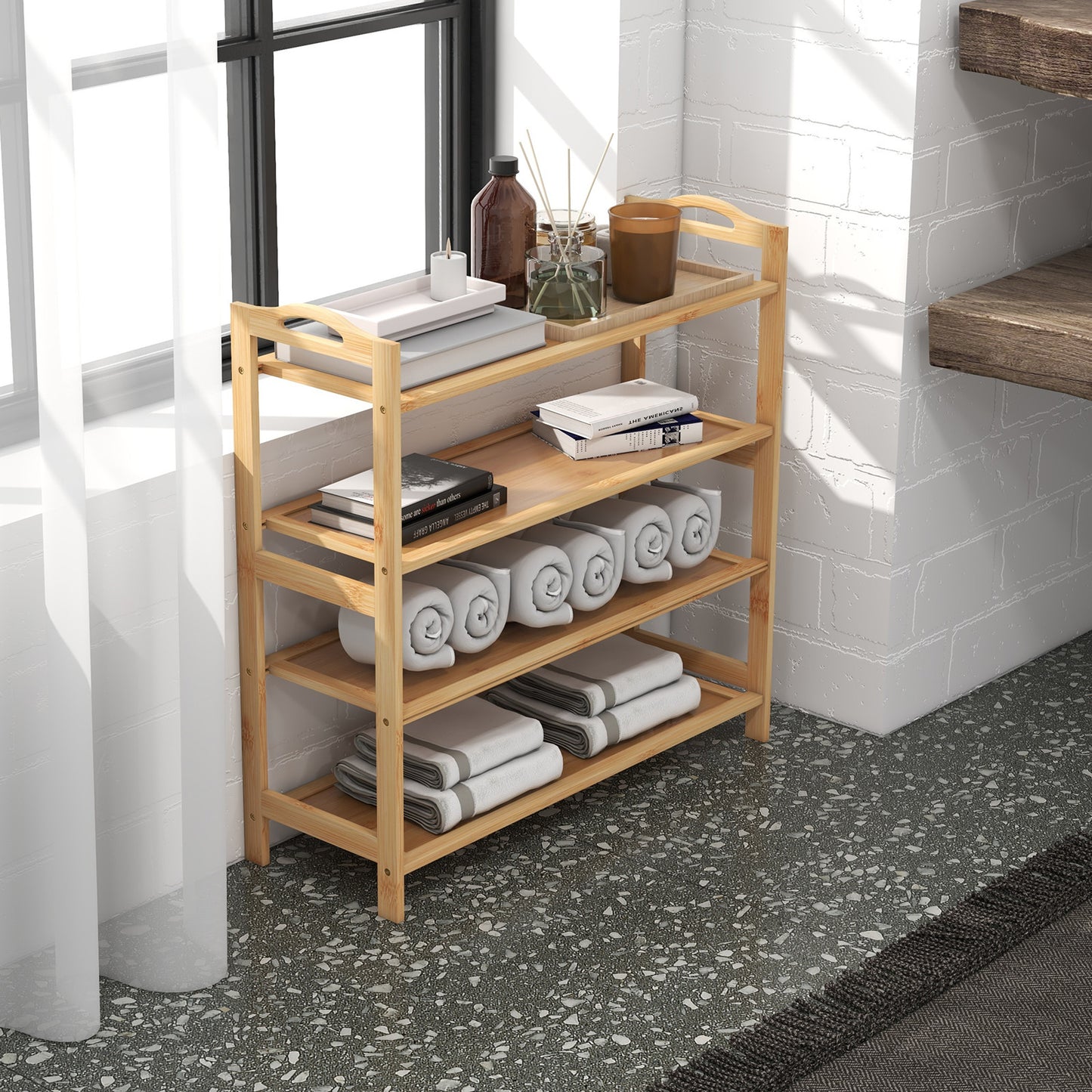 Casa Decor 4 Tier Bamboo Shoe Rack Oak