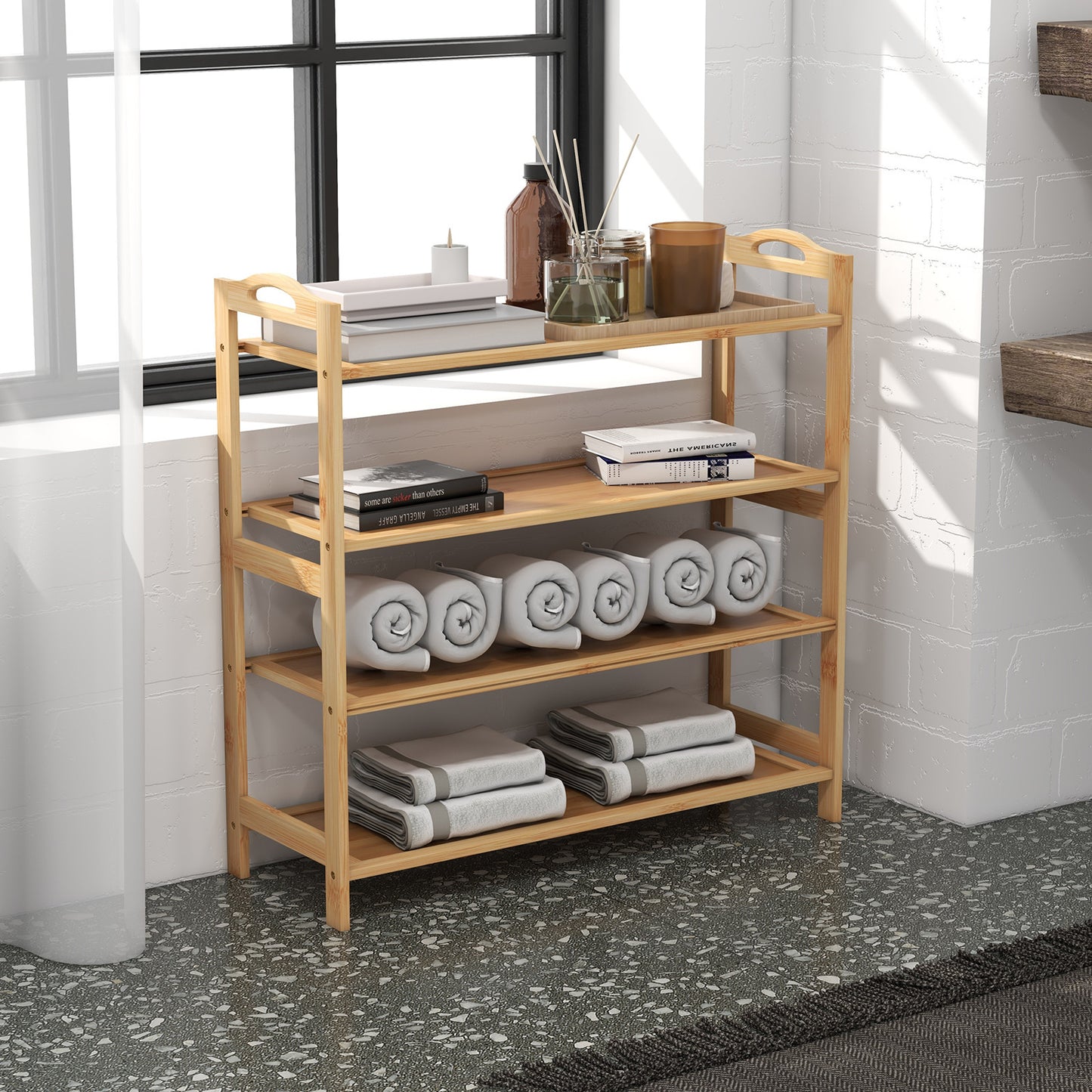 Casa Decor 4 Tier Bamboo Shoe Rack Oak