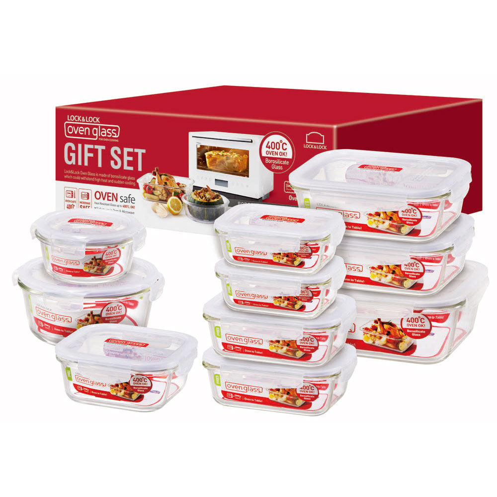 Lock & Lock Boroseal Heat Resistant Glass 10 Piece Container Set