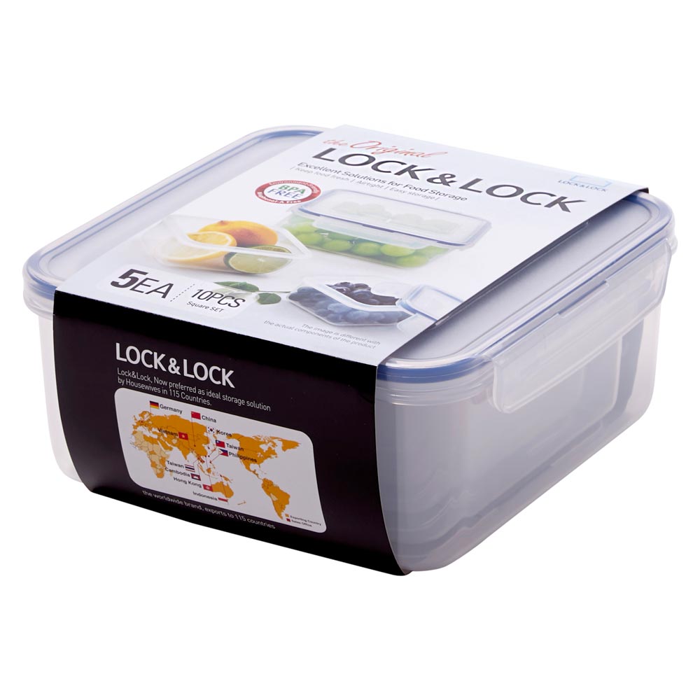 Lock & Lock Classic 5 Piece Square Container Set
