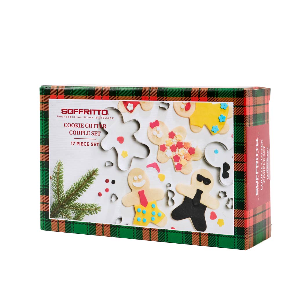 Soffritto Christmas 17 Piece Gingerbread Couple Cookie Cutter & Decorator Set