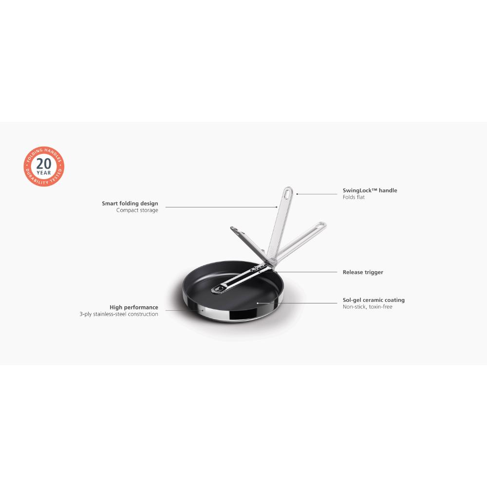 Joseph Joseph Space Steel Non Stick Stainless Steel Frypan 24cm