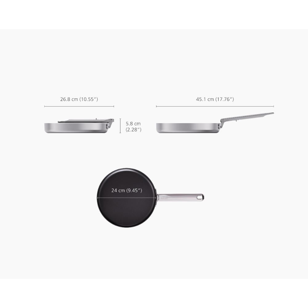 Joseph Joseph Space Steel Non Stick Stainless Steel Frypan 24cm