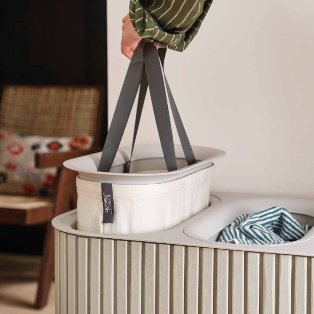 Joseph Joseph Tota Trio Luxe 90L Easy-Empty Bamboo Laundry Basket at House