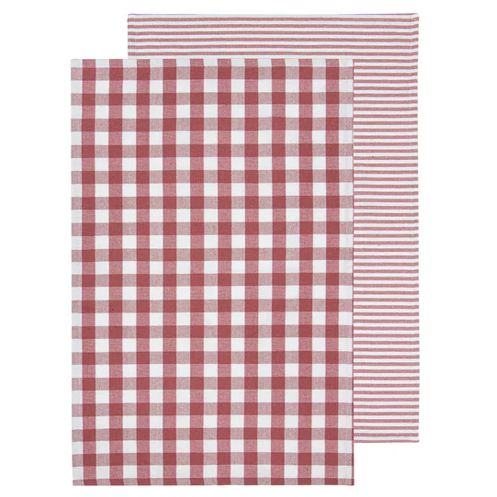 Ladelle Eco Gingham Set of 2 Kitchen Towels Blush