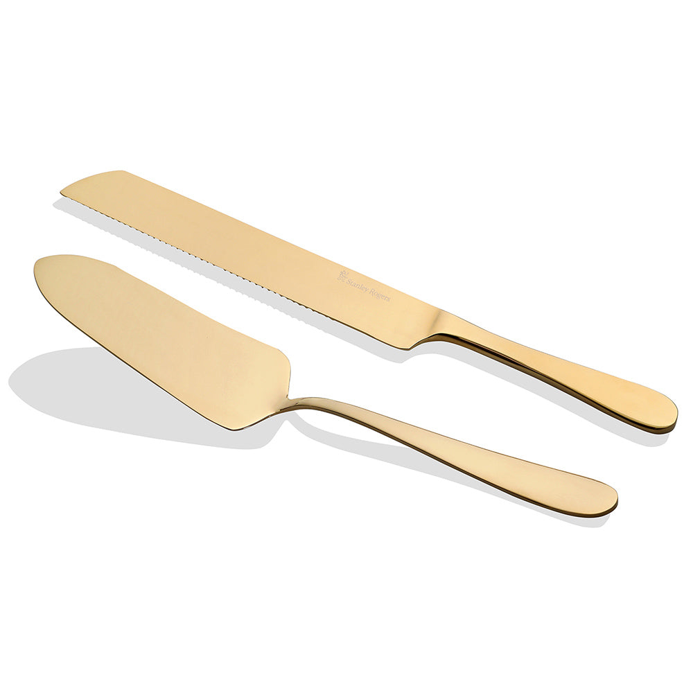 Stanley Rogers Albany Gold 2 Piece Cake Knife & Server Set