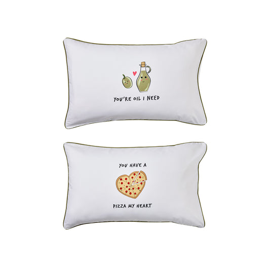 Adorn Living Novelty Pillowcase Perfect Pair Pizza & Oil