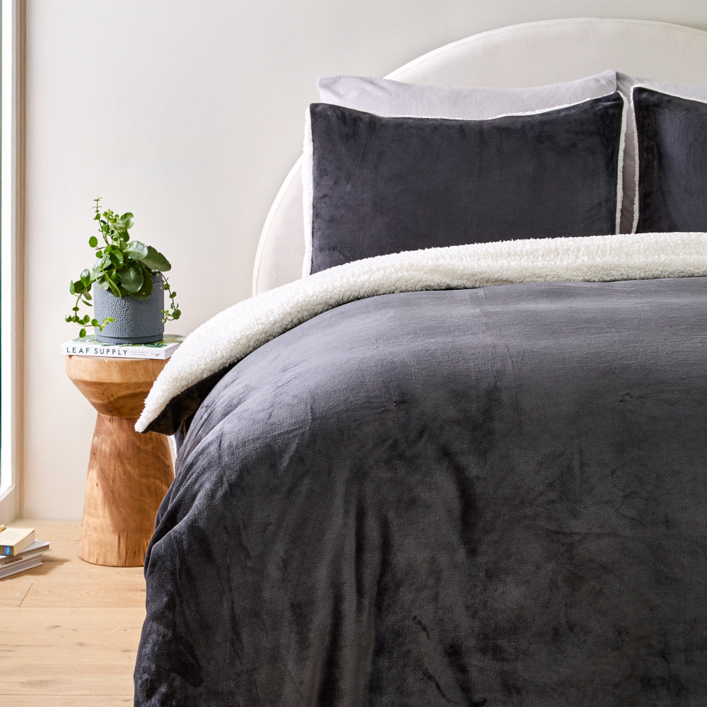 MyHouse Cosy Cuddle Quilt Cover Set Charcoal