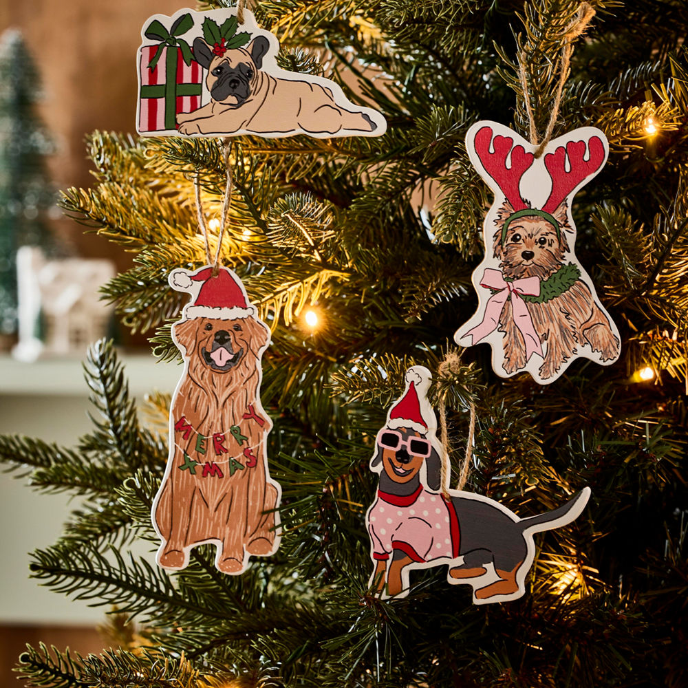 MyHouse Set of 4 Xmas Dogs Ornaments
