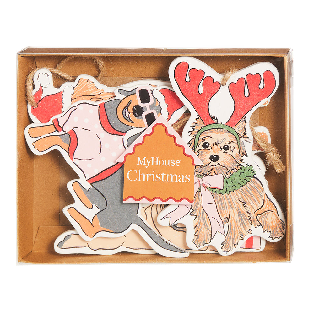 MyHouse Set of 4 Xmas Dogs Ornaments