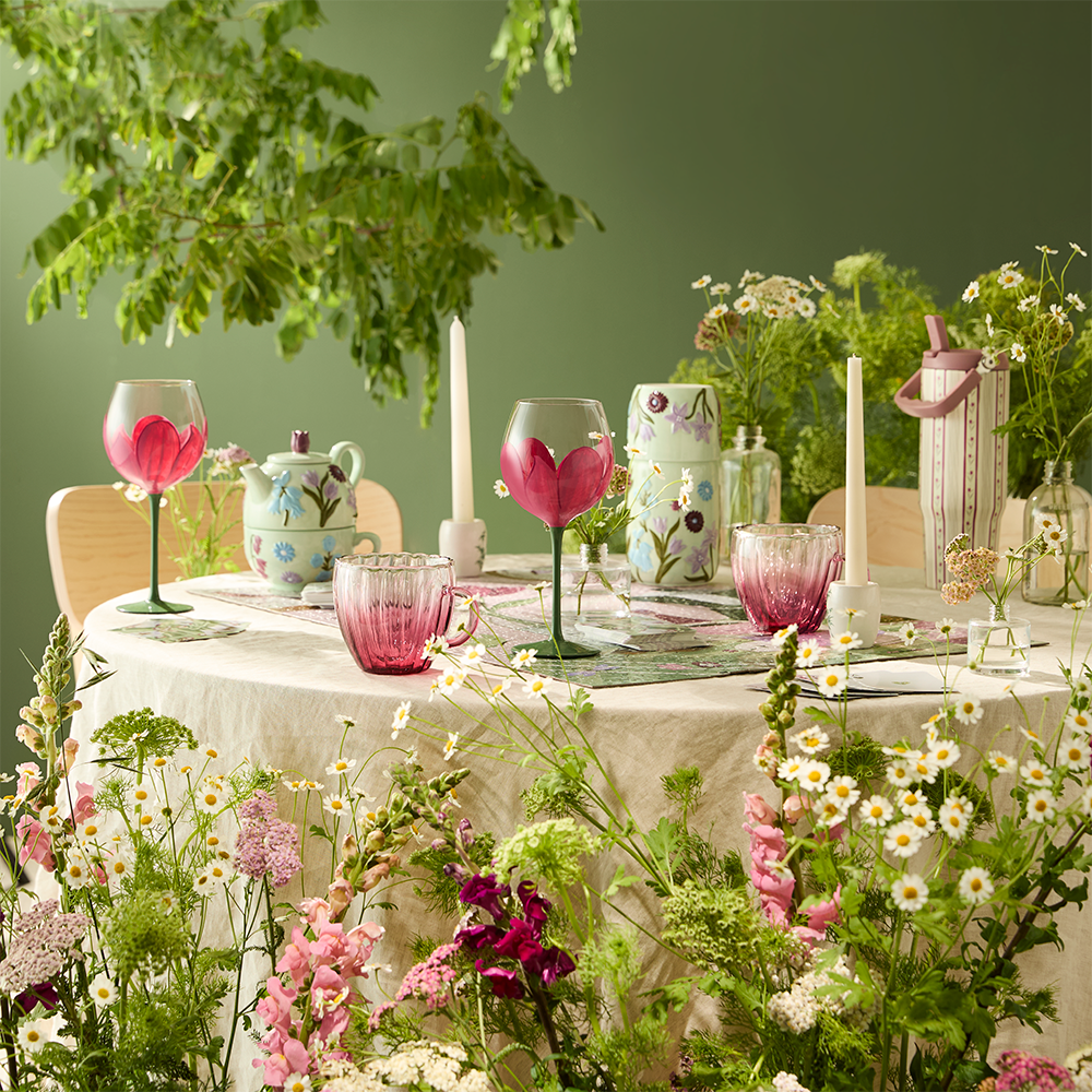 Fleur & Field Set Of 2 Wine Glasses