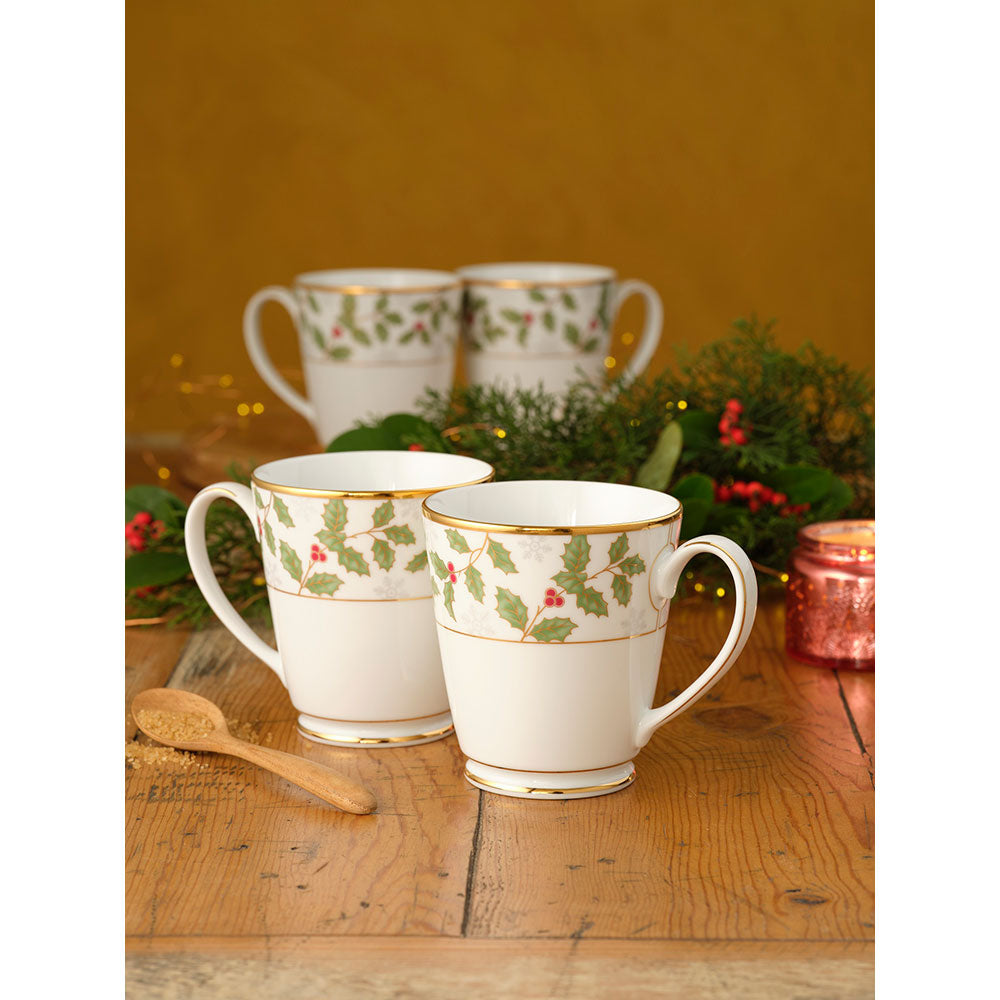 Noritake Holly and Berry Set of 4 Mugs 350ml