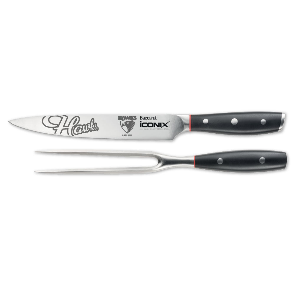 Baccarat iconiX Carving Knife Set AFL Hawthorn Hawks at House