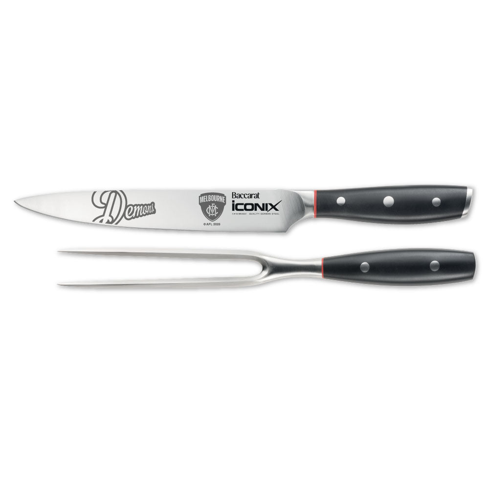 Baccarat iconiX Carving Knife Set AFL Melbourne Demons at House