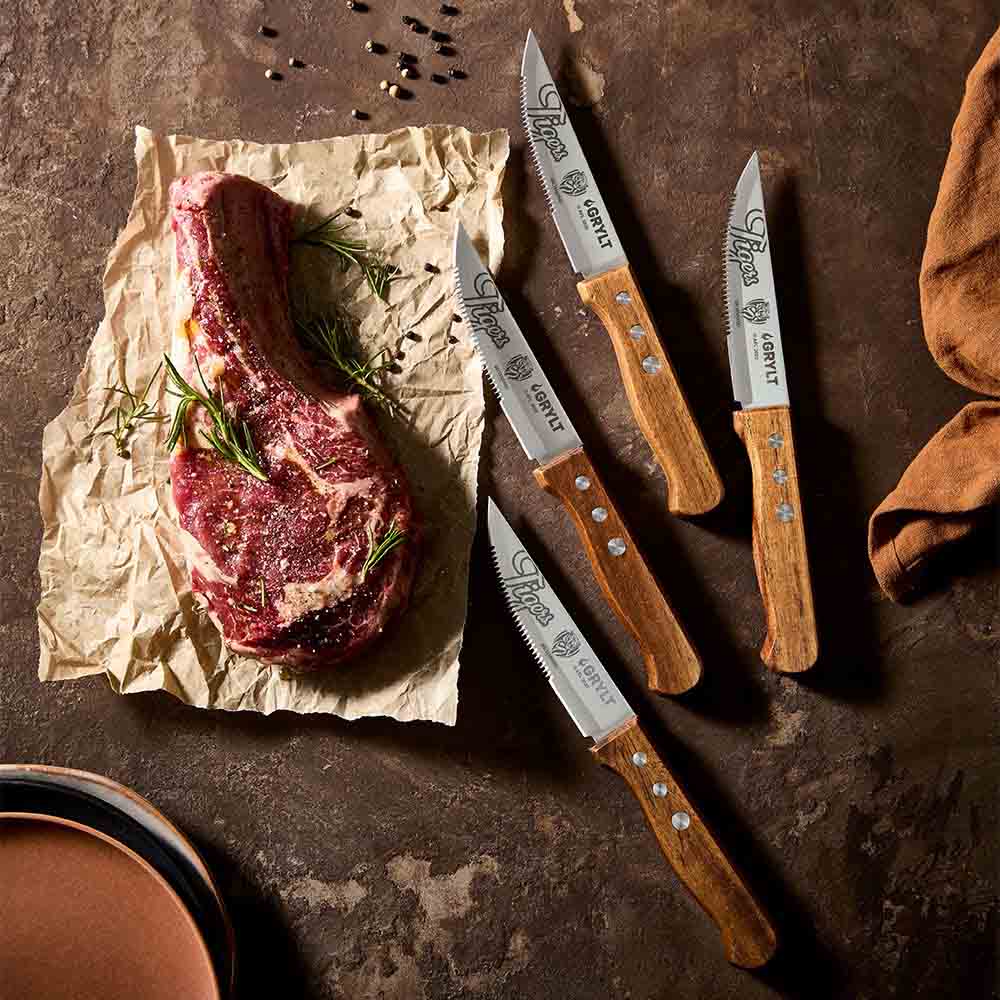 GRYLT Jumbo 4 Piece Steak Knife Set AFL Richmond Tigers at House