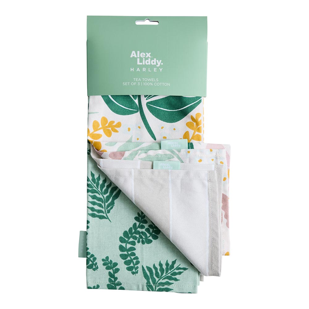 Alex Liddy Harley Set of 3 Tea Towels Floral and Stripe at House