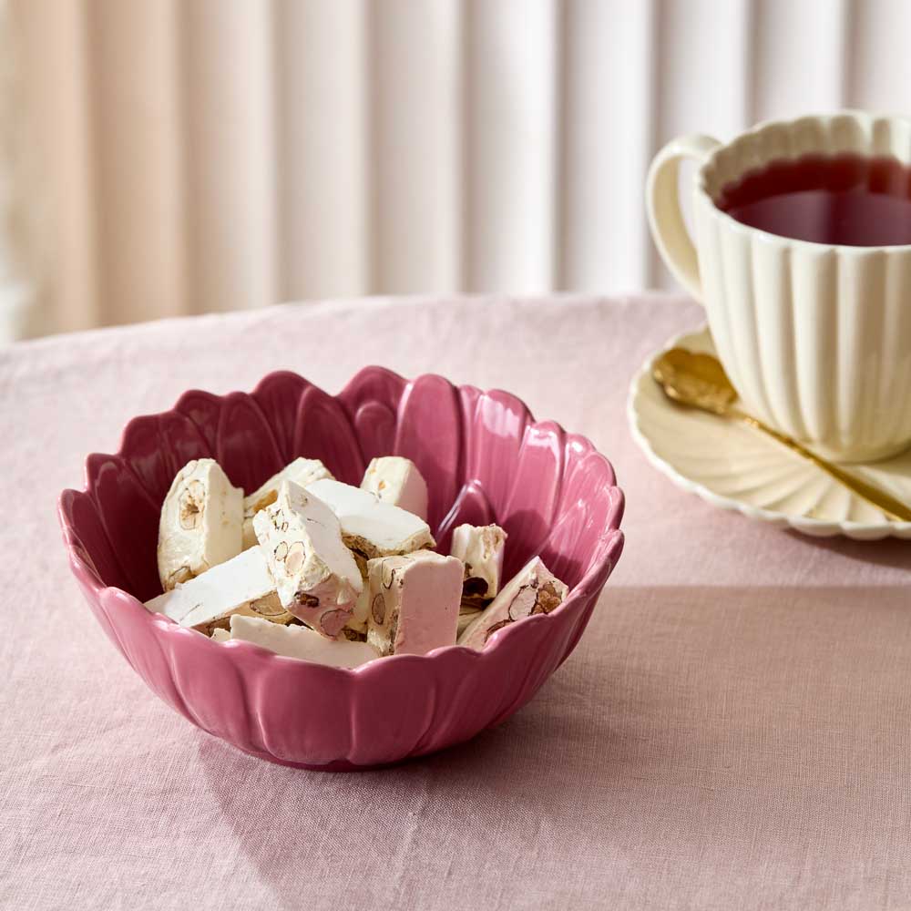 Alex Liddy Posy Flower Bowl 16cm Pink filled with nougat at House