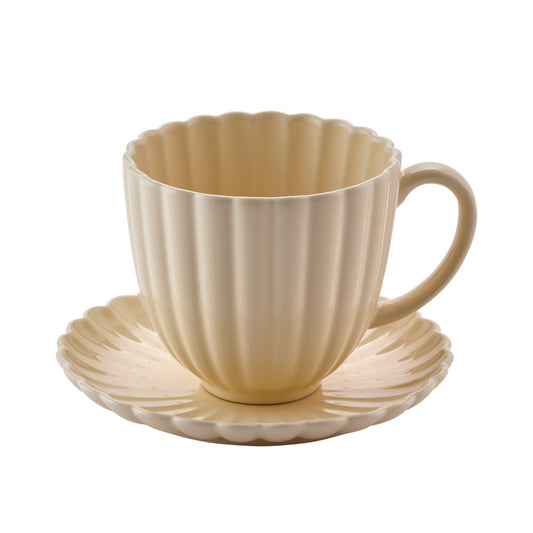Alex Liddy Posy Teacup And Saucer Set Cream ribbed edge at House