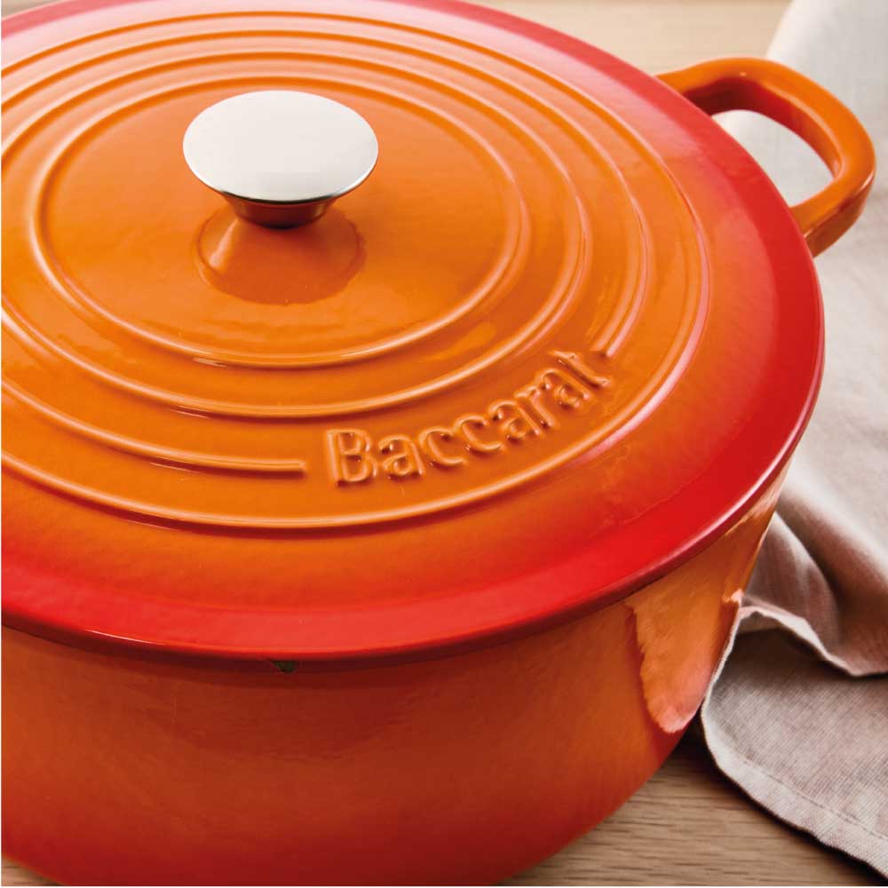 Baccarat Le Connoisseur Cast Iron Round French Oven 6.3L Lava Orange at House
