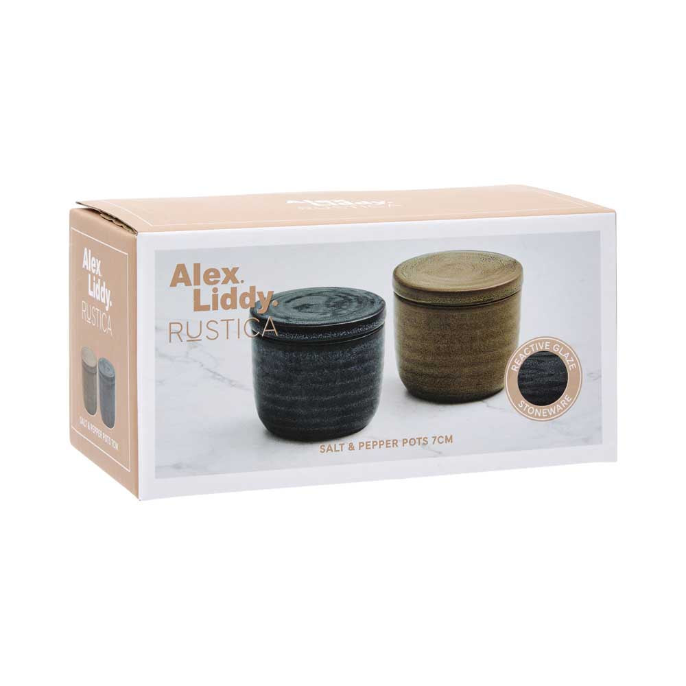 Alex Liddy Rustica Stoneware Salt And Pepper Pinch Pots in Sand and Navy Blue at House