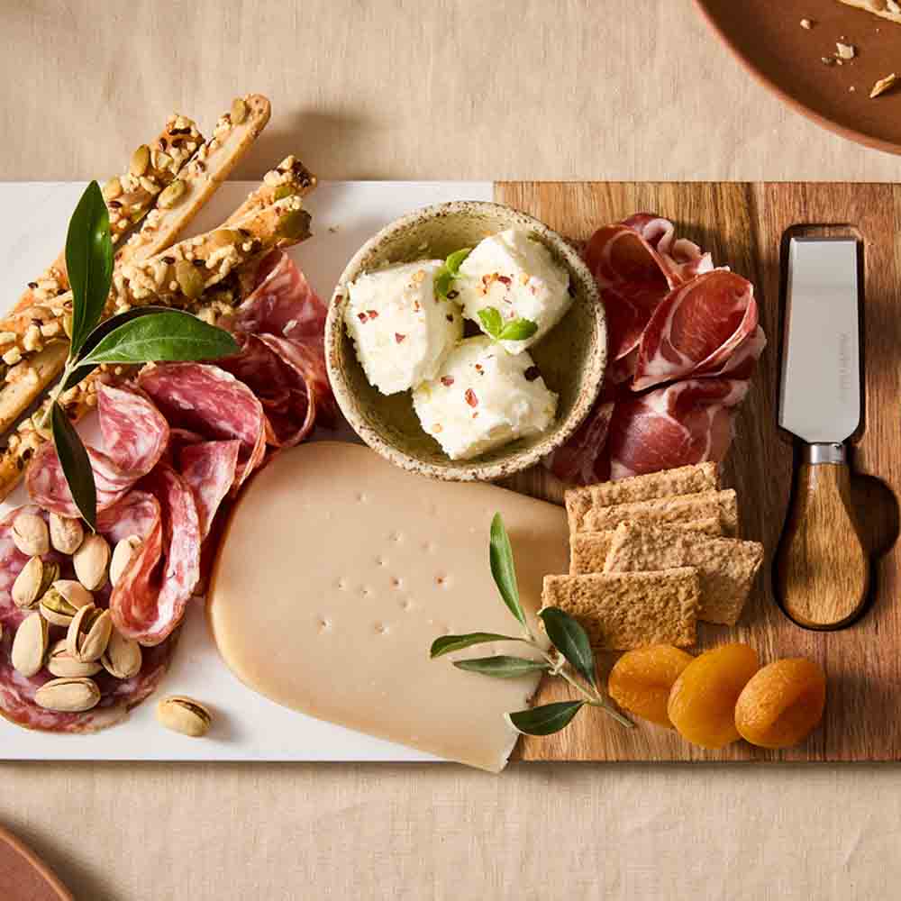 wood and marble cheese Board with magnetic Knife - House