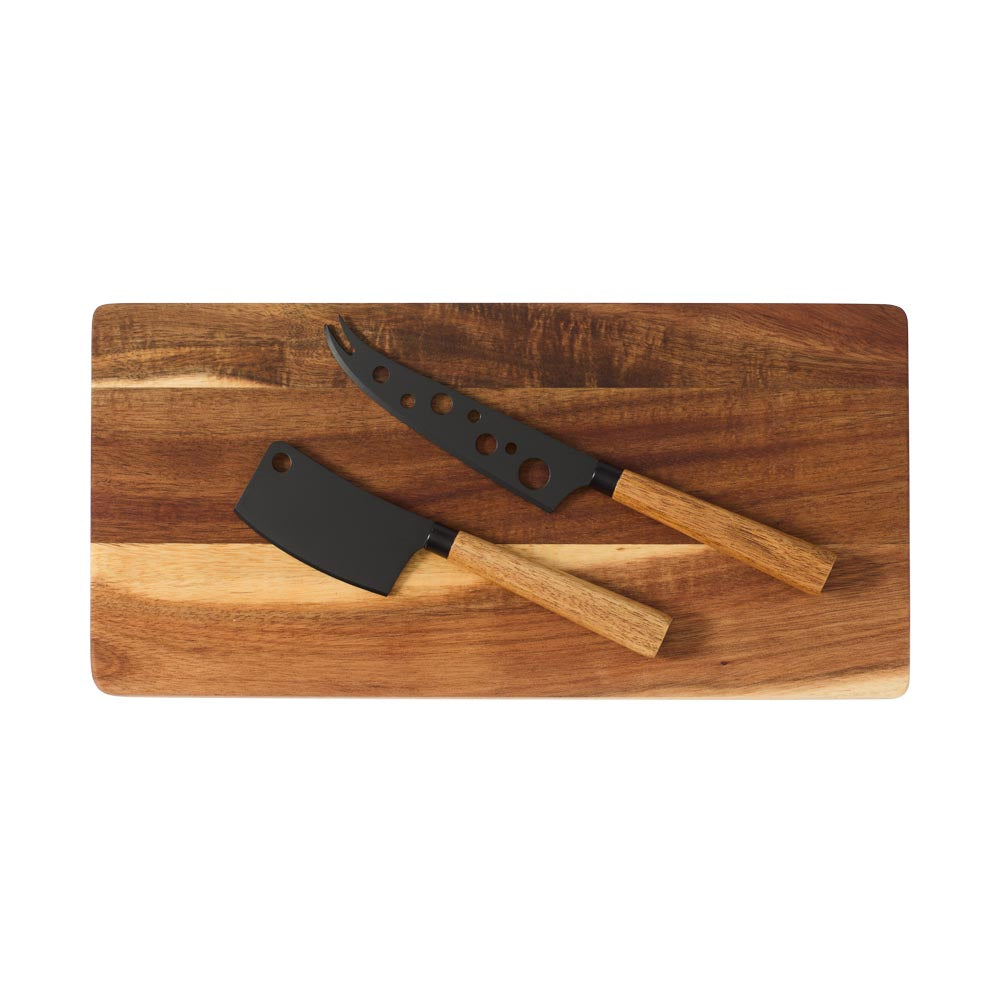 Alex Liddy Slate & Co Acacia Serving Board with Set of 2 Cheese Knives - House