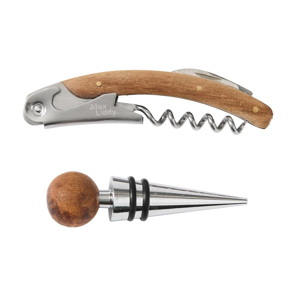 Alex Liddy Slate & Co Wood Bottle Opener and Bottle Stopper Set - House