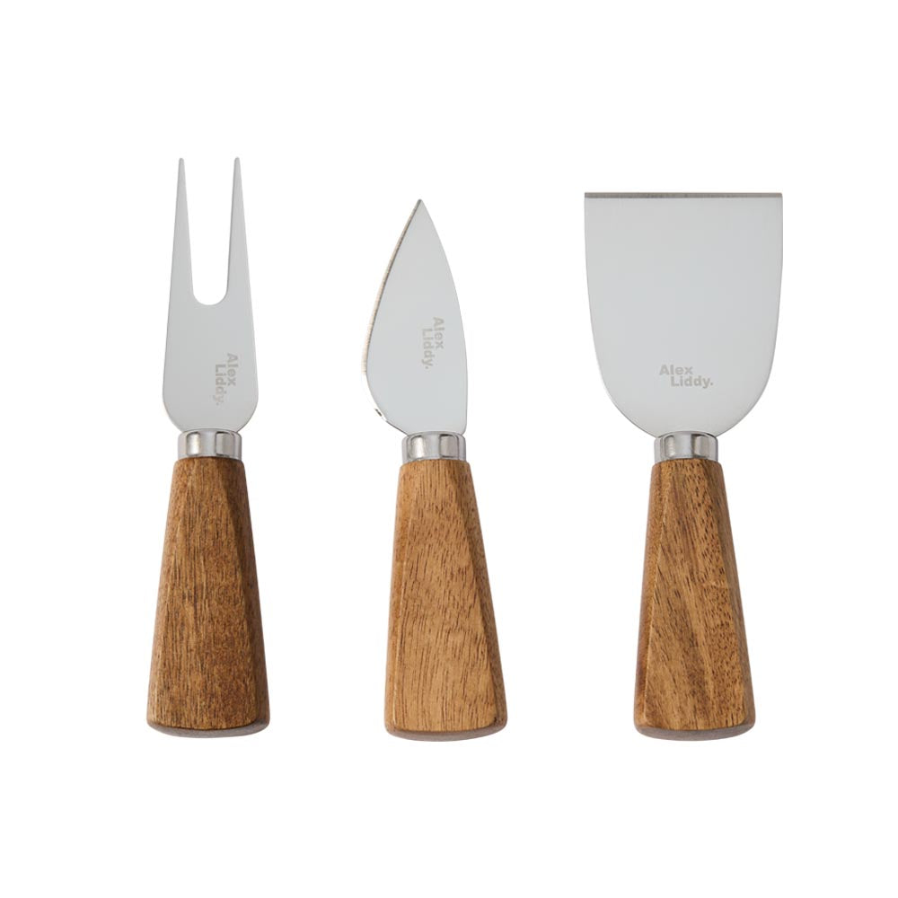 Alex Liddy Slate & Co Set of 3 Acacia and Silver Cheese Knives - House
