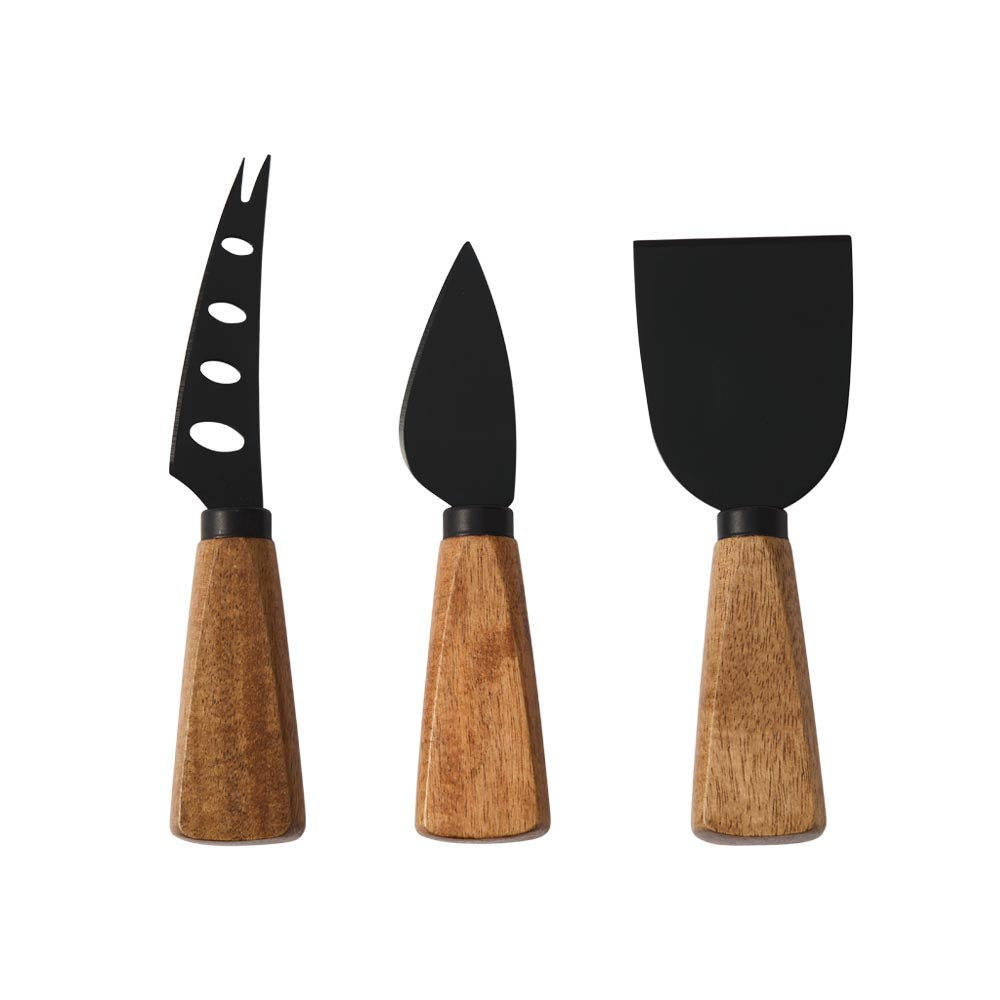 Alex Liddy Slate & Co Set of 3 Acacia and Black Cheese Knives - House